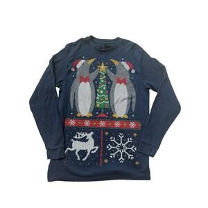 Mens Large Ugly Christmas Theme‎ Thermal Penguins Tree Reindeer Snowflake Soft